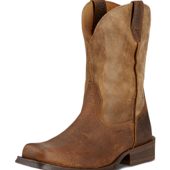 Men S ARIAT Rambler Square Toe Boot Brown Bomber Full Grain Leather