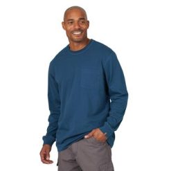 Wrangler RIGGS WORKWEAR® Long Sleeve Pocket T-Shirt - Oxford Blue