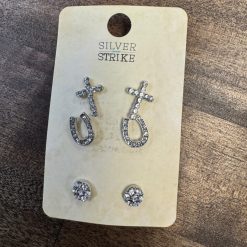 M&F Western Silver Strike Earrings 3PR Stud Set