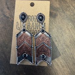 Western Style Stone Chevron Dangle Earrings