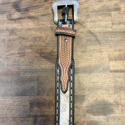 Nocona Belt Co. Men's Calf Hair Inlay Step Laced Basketweave