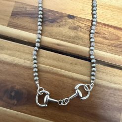 Western Style Horsebit Groove Navajo Pearl Necklace