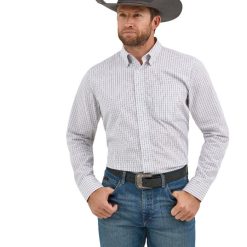 Wrangler® X Cody Johnson Long Sleeve Shirt - Classic Fit - White/Grey
