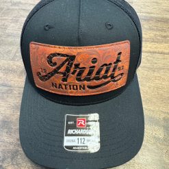 ARIAT Men's Faux Leather Flag Patch Cap