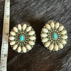 Natural White Stone & Turquoise Earrings