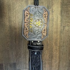 Ariat Men's Floral Embossed Multi-Finish Belt, Black