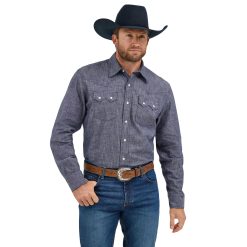 Wrangler® X Cody Johnson Long Sleeve Shirt - Classic Fit - Snaps - Navy