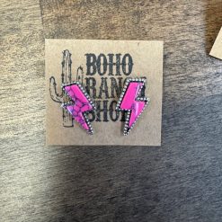 Western lightning bolt thunder earrings, pink