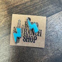 Western lightning bolt thunder earrings turquoise