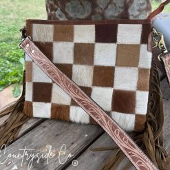 Longhorn Trail Cowhide Checkered Purse