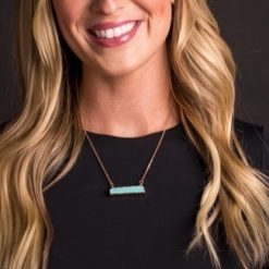 Dainty Gold Necklace W/Turq Bar