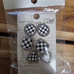 Black 3pc Checkered Earrings