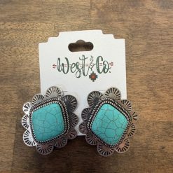 West Co 2" Turquoise Diamond Post Earring