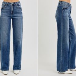 Risen-Tummy Control High Rise Wide Baggy Jeans