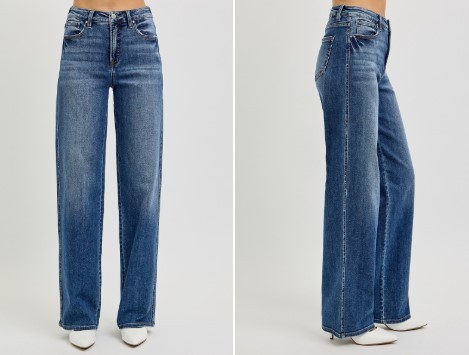 Risen-Tummy Control High Rise Wide Baggy Jeans