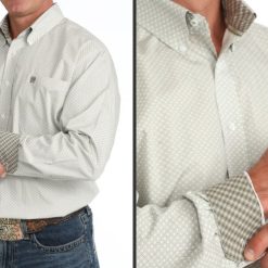 Cinch Men's Sage Green Print Long Sleeve